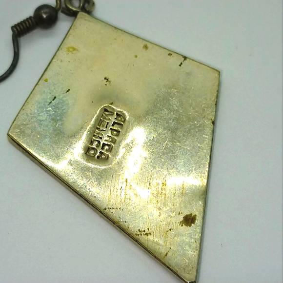 Vintage Mexican Silver Mother of Pearl Abalone Shell and Enamel Earrings Grapes - Picture 7 of 8